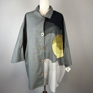 Cupcake International Lagenlook Oversized Jacket OS Cotton Cloud Sun Mountain